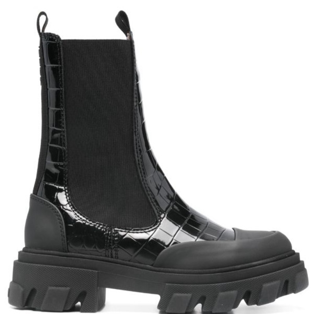 GANNI Croc-effect Chelsea Boots